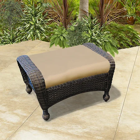 Woven Outdoor Ottoman with Cushion